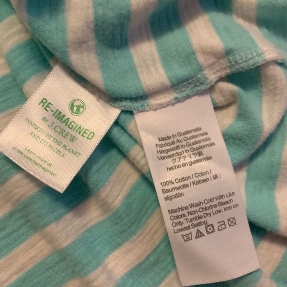 D O N A T E D J. Crew Aqua and White Striped Short Sleeve Tee size medium euc - Picture 6 of 6